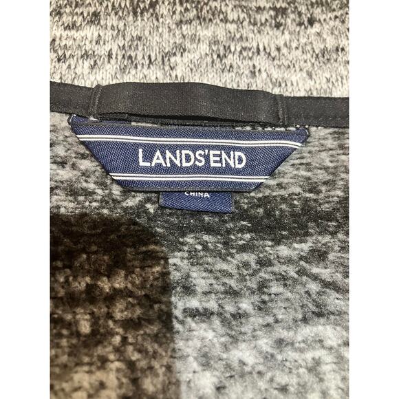 Lands' End 1/4 Zip Sherpa Black White Gray Ombre Stripe Pullover Sweater Size M - Picture 3 of 10
